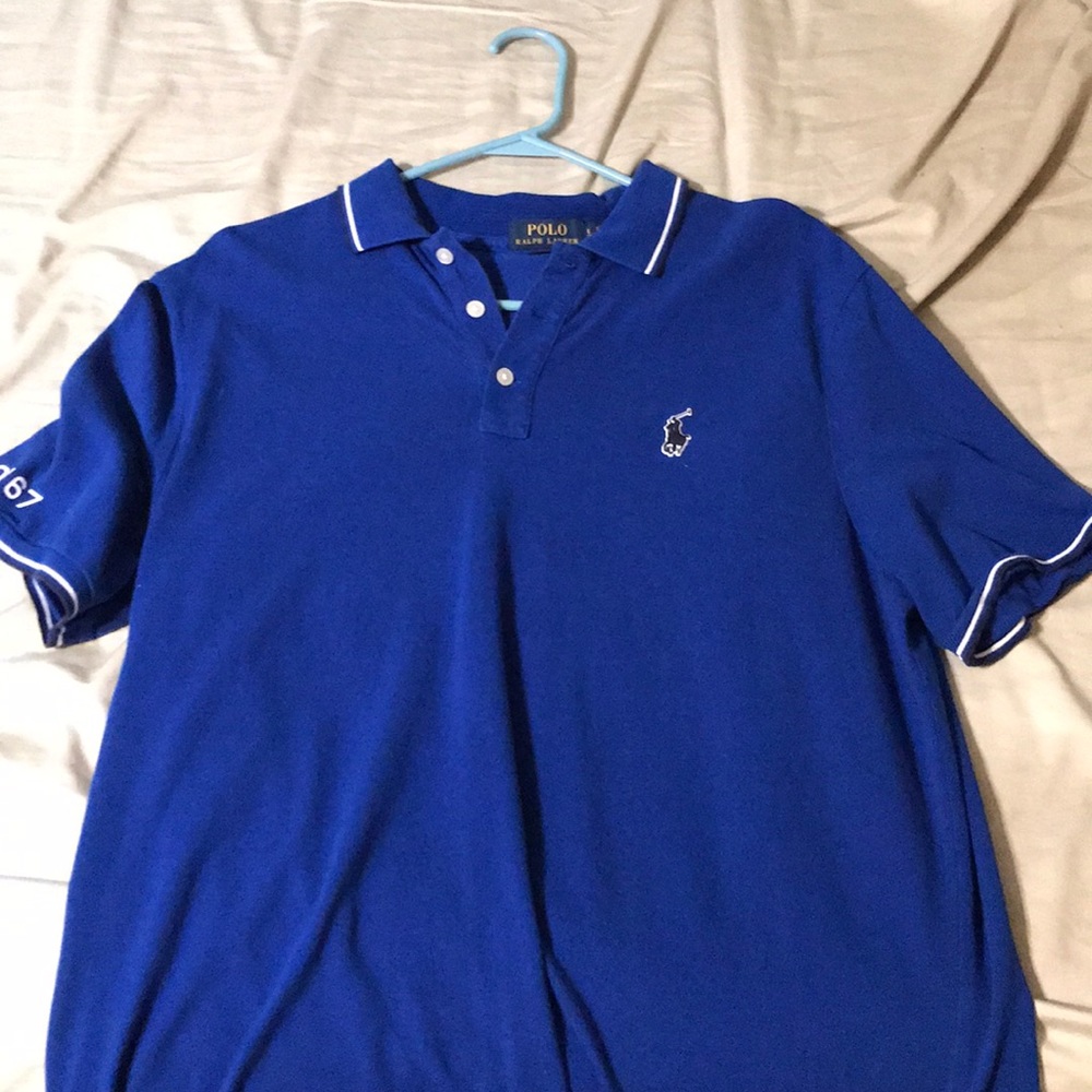 Blue polo dress shirt